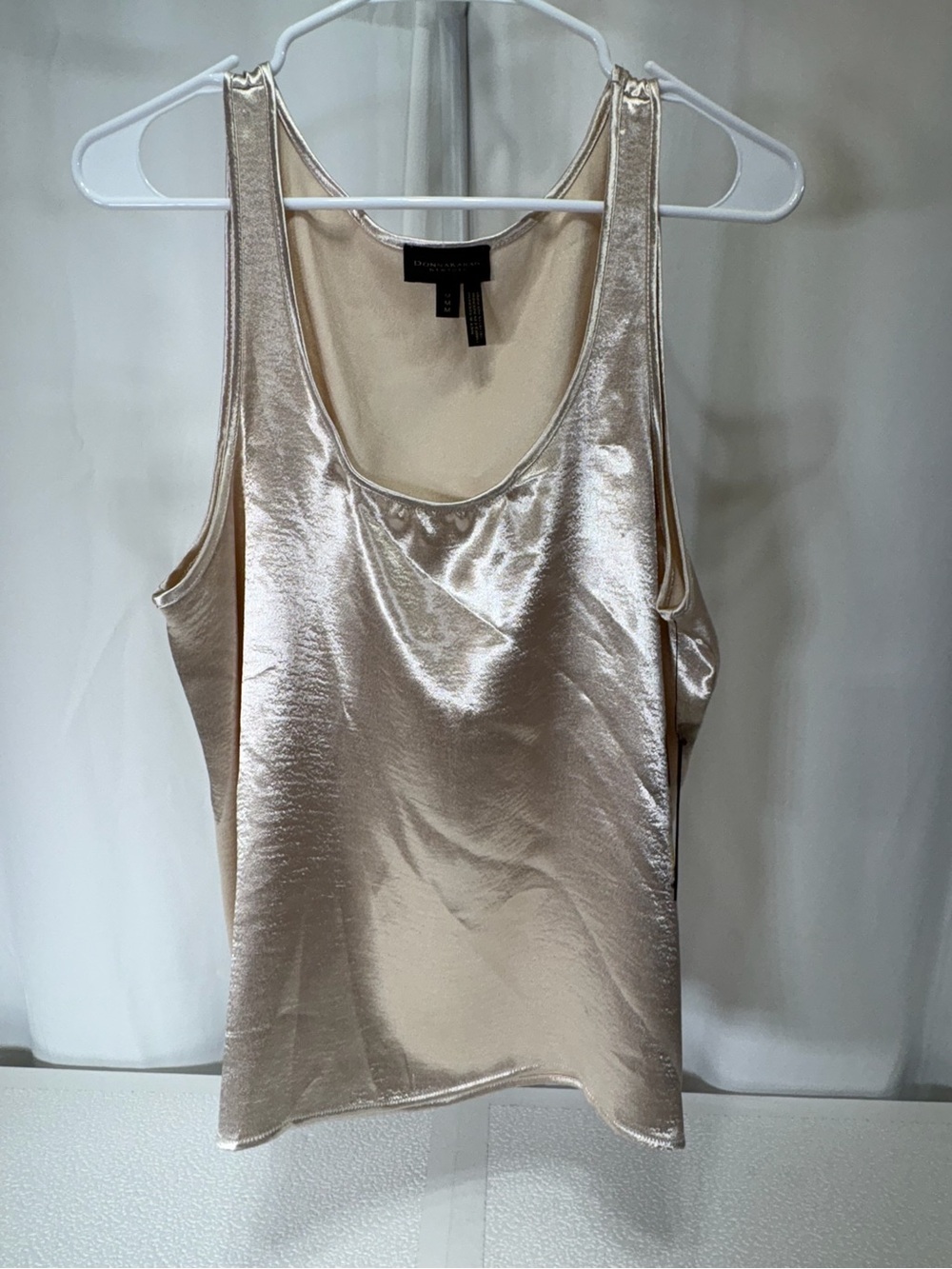 Donna Karan Champagne Satin Scoop-Neck Tank Top 4158